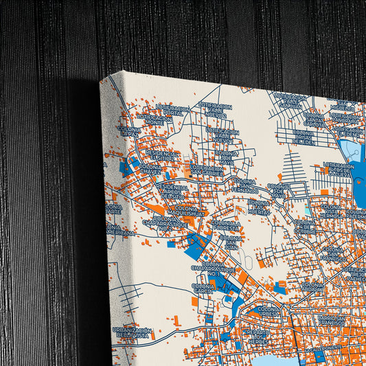 San Miguel El Salvador Colorful City Map Canvas Print Detail