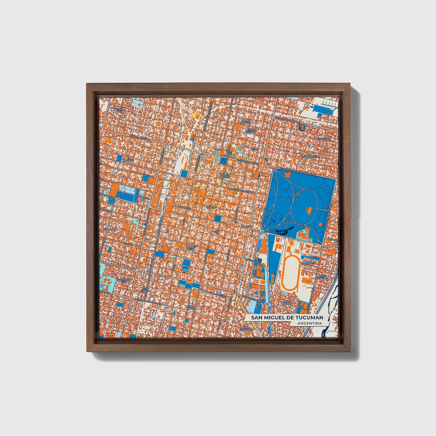 San Miguel De Tucuman Argentina Colorful City Map Canvas Print • Dark Wooden Framed