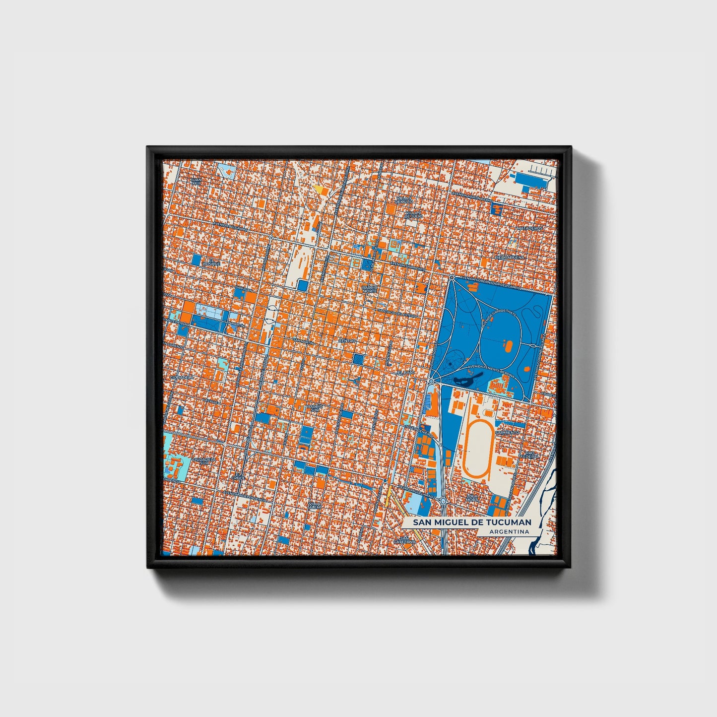 San Miguel De Tucuman Argentina Colorful City Map Canvas Print • Black Framed
