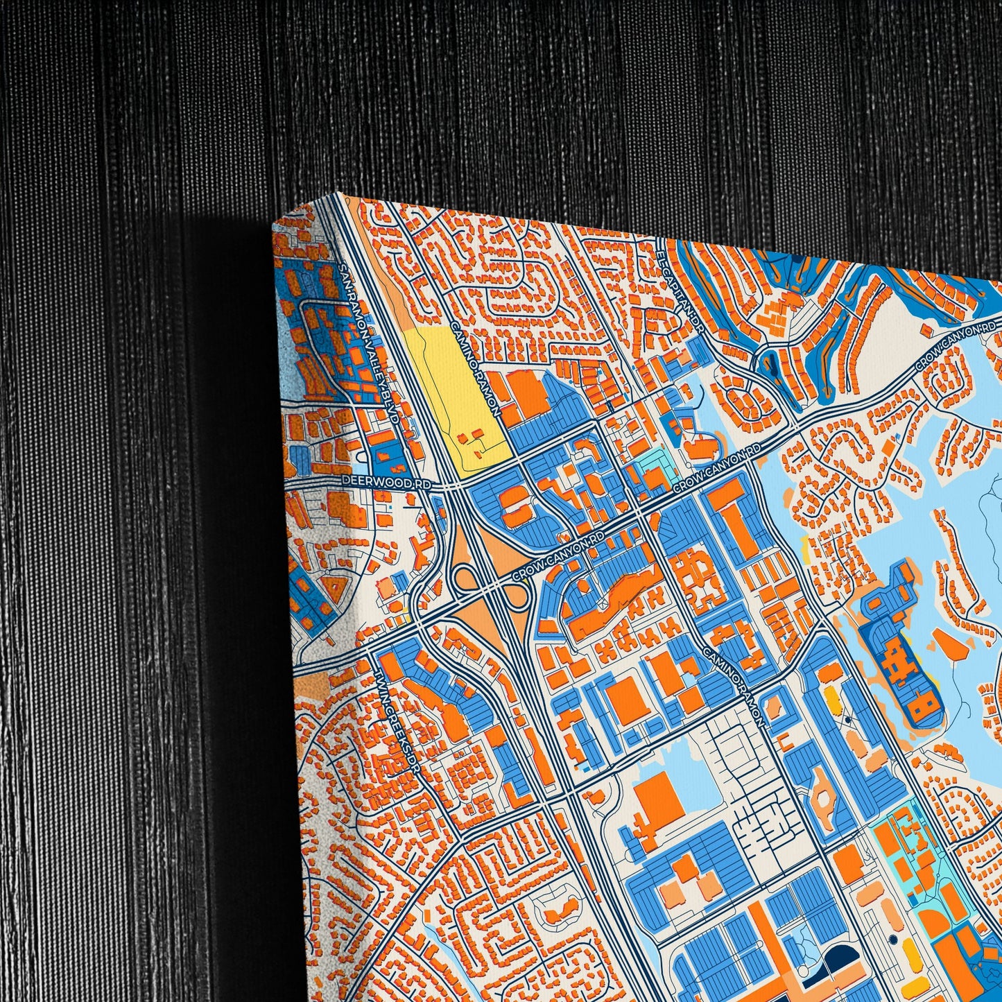 San Ramon California Colorful City Map Canvas Print Detail