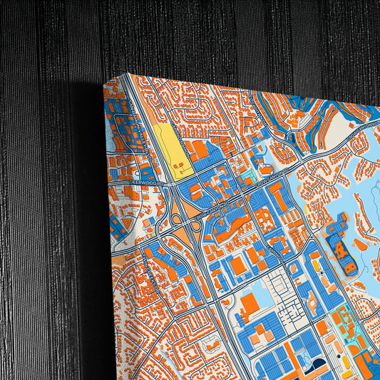 San Ramon California Colorful City Map Canvas Print Detail
