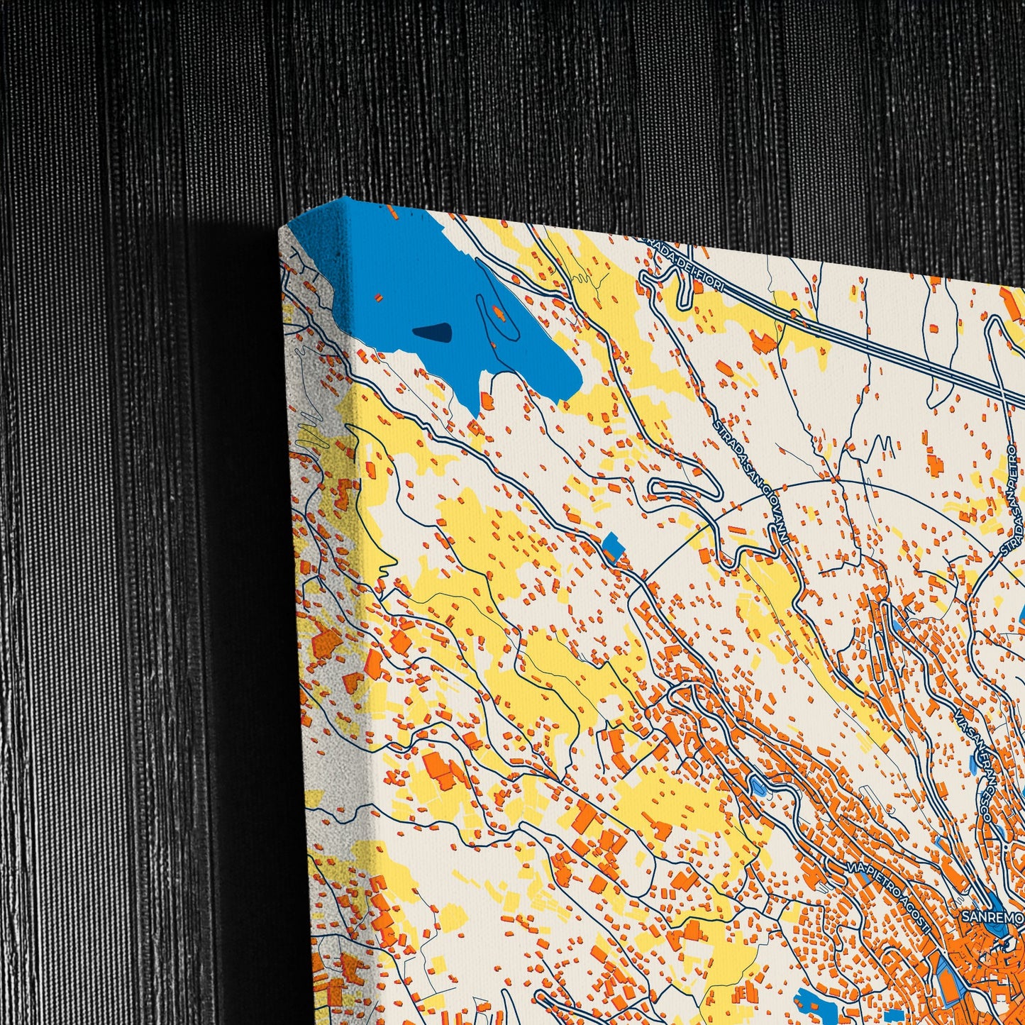 Sanremo Italy Colorful City Map Canvas Print Detail