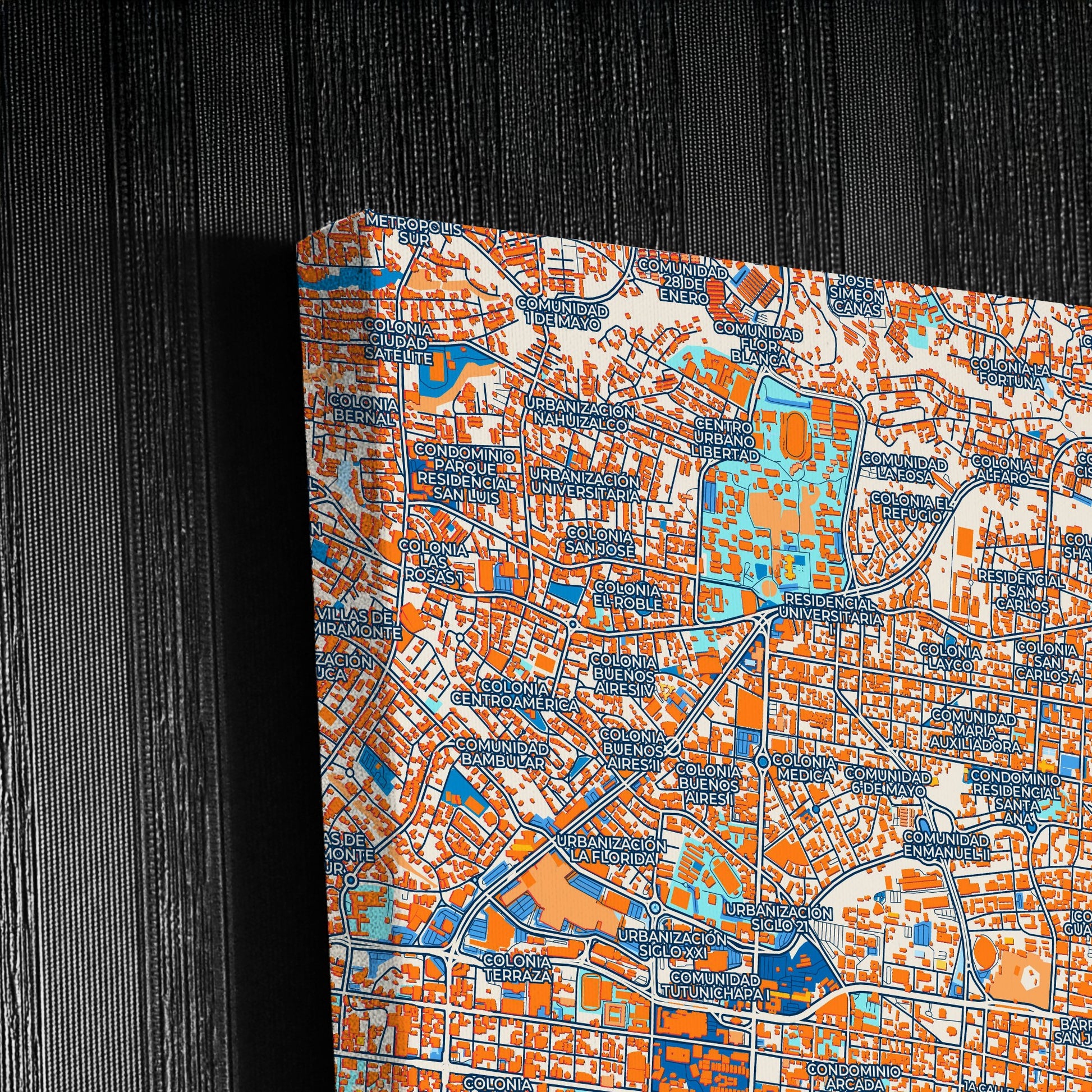 San Salvador El Salvador Colorful City Map Canvas Print Detail