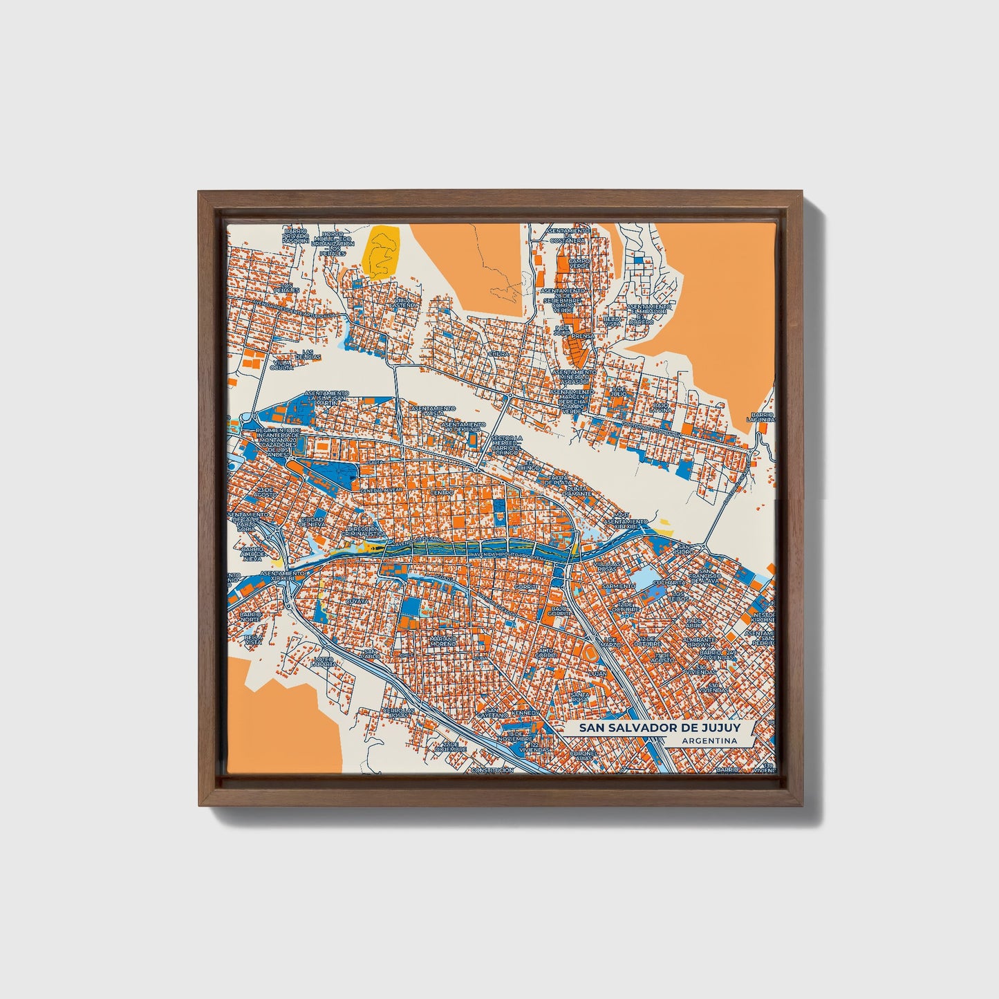 San Salvador De Jujuy Argentina Colorful City Map Canvas Print • Dark Wooden Framed