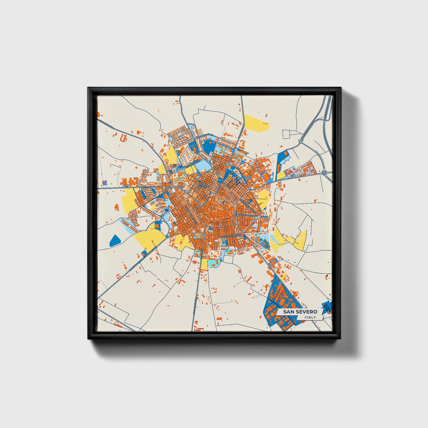 San Severo Italy Colorful City Map Canvas Print • Black Framed