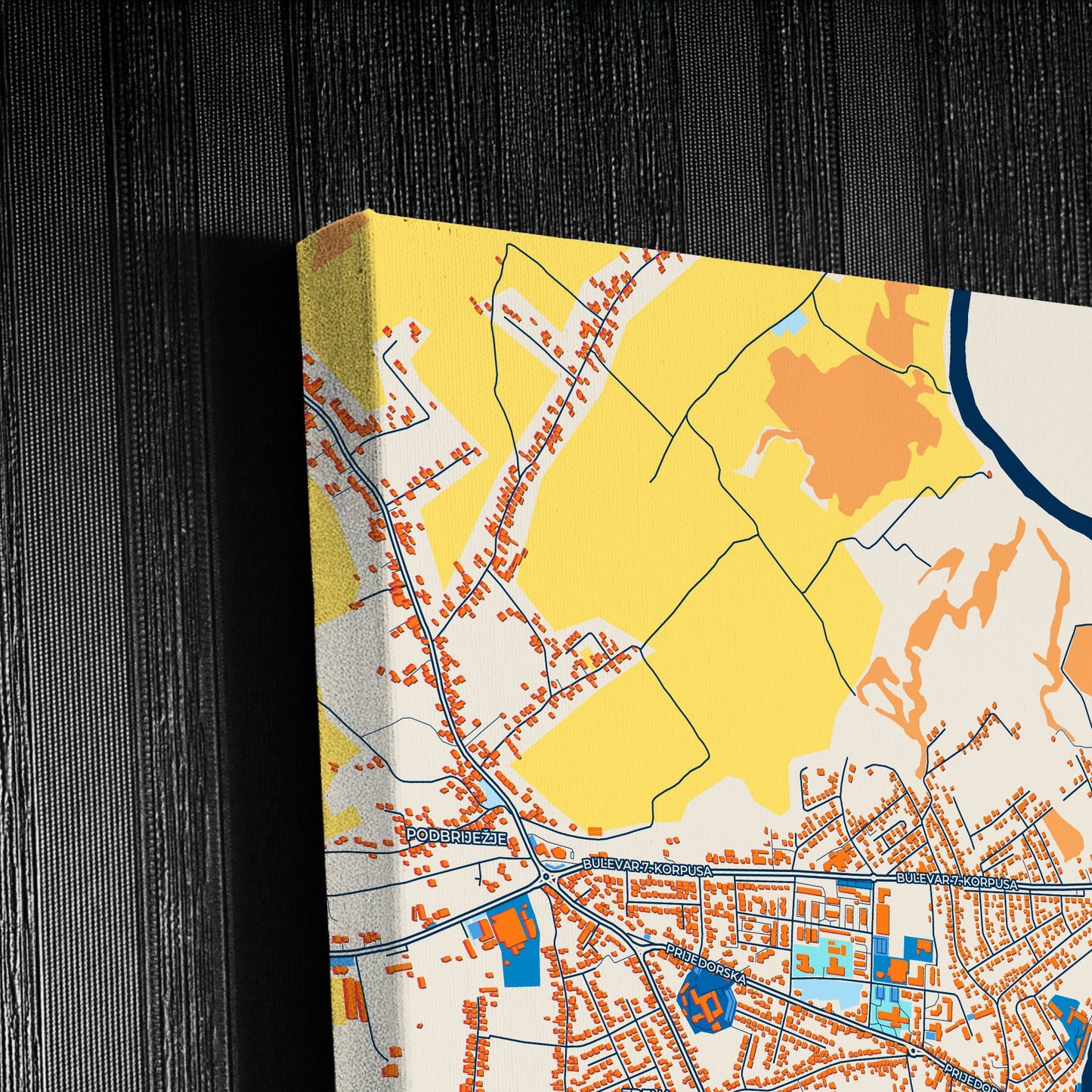 Sanski Most Bosnia And Herzegovina Colorful City Map Canvas Print Detail