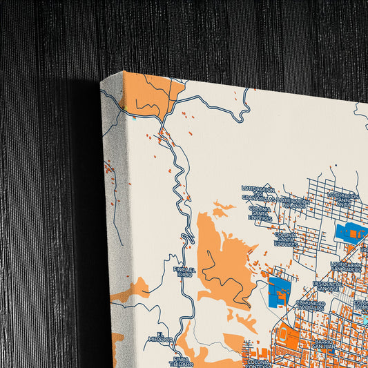 Santa Ana El Salvador Colorful City Map Canvas Print Detail