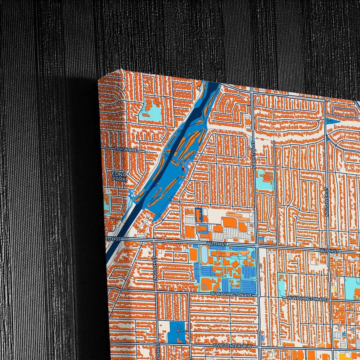 Santa Ana California Colorful City Map Canvas Print Detail