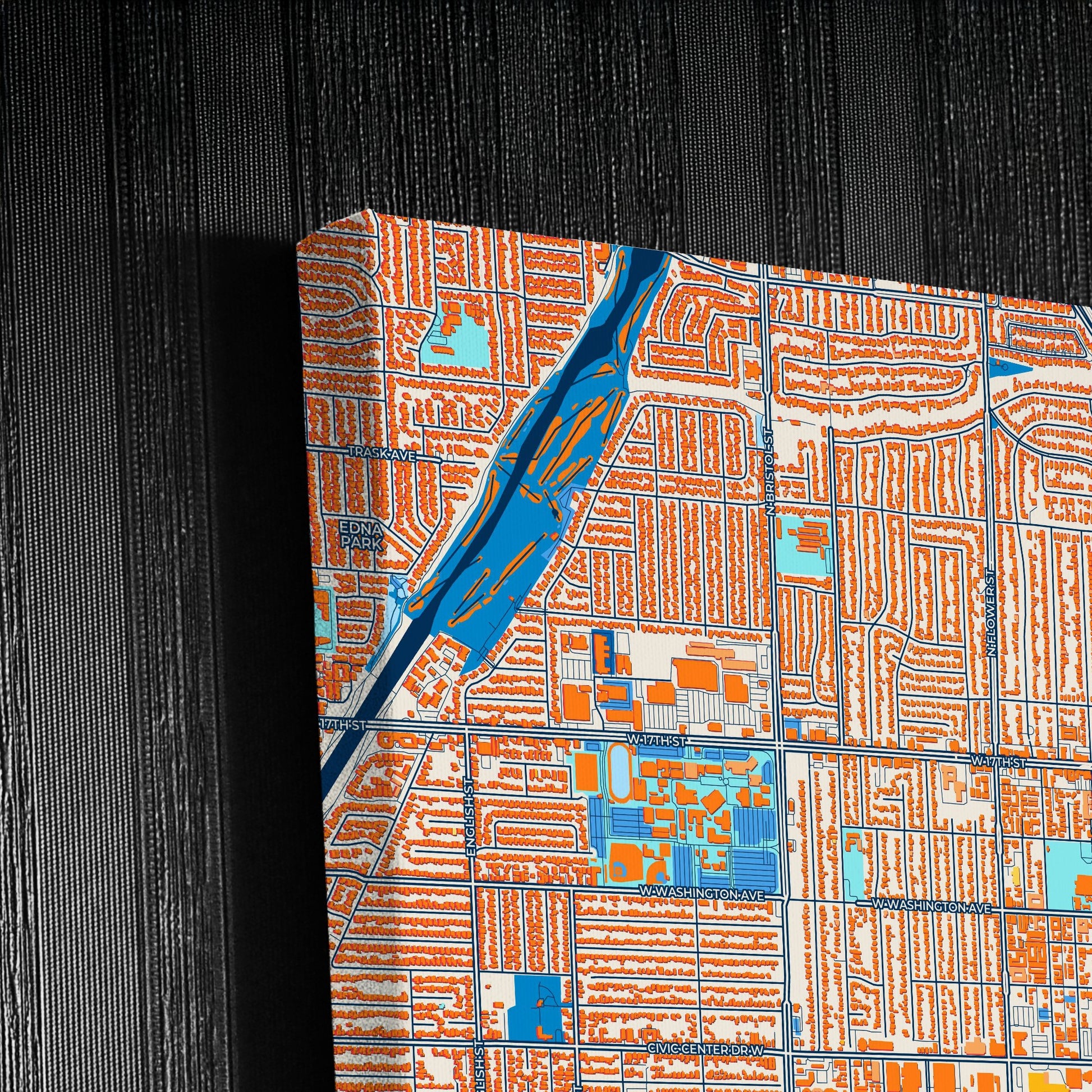 Santa Ana California Colorful City Map Canvas Print Detail