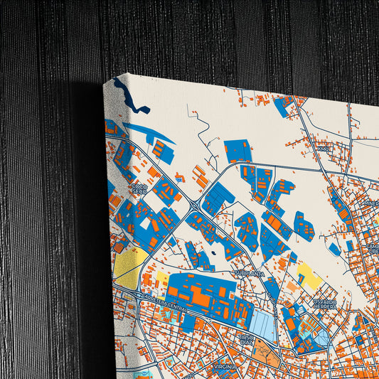 Santa Clara Cuba Colorful City Map Canvas Print Detail