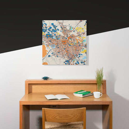 Santa Clara Cuba Colorful City Map Canvas Print Scene