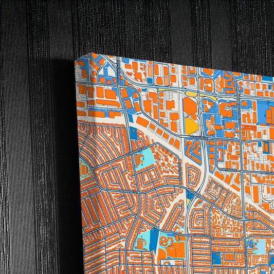 Santa Clara California Colorful City Map Canvas Print Detail