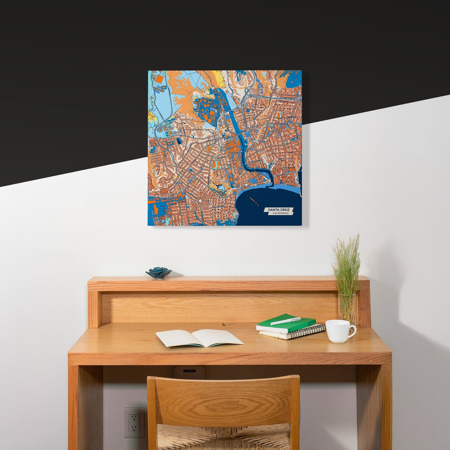 Santa Cruz California Colorful City Map Canvas Print Scene