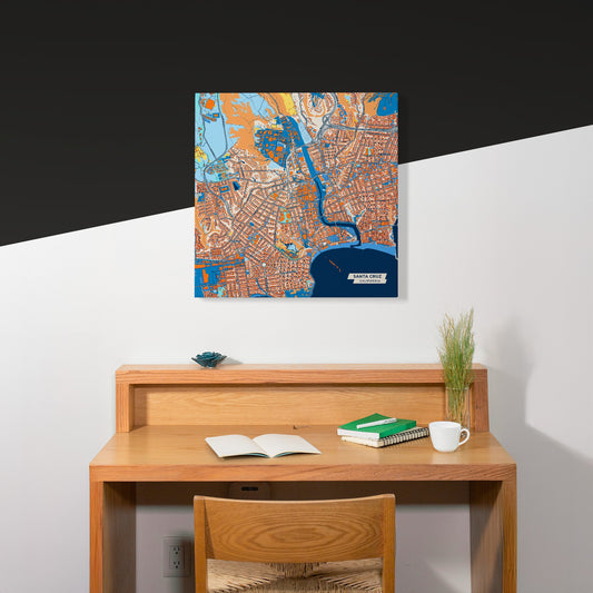 Santa Cruz California Colorful City Map Canvas Print Scene