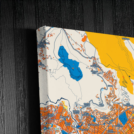 Santa Cruz De Tenerife Spain Colorful City Map Canvas Print Detail