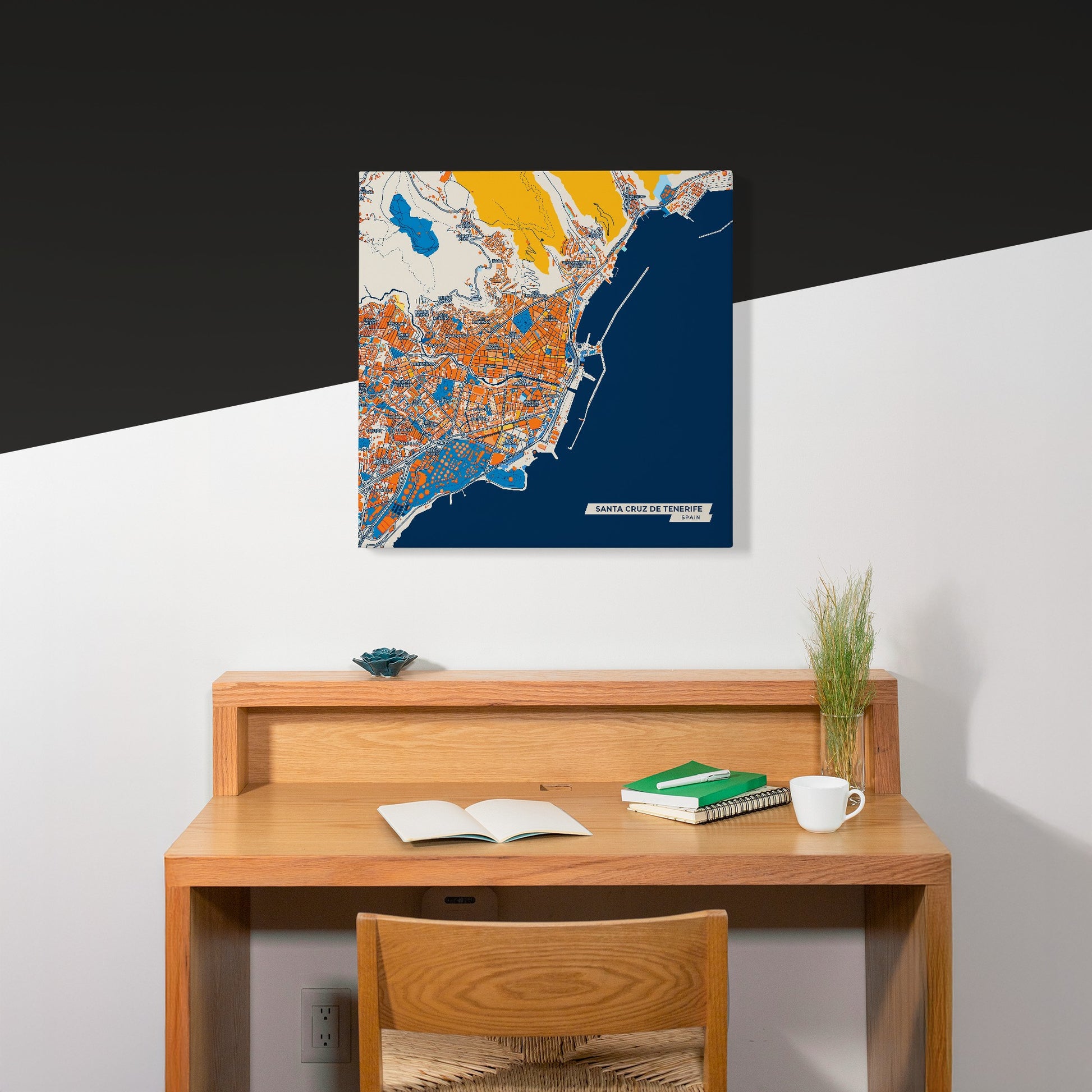 Santa Cruz De Tenerife Spain Colorful City Map Canvas Print Scene
