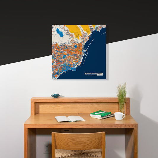 Santa Cruz De Tenerife Spain Colorful City Map Canvas Print Scene