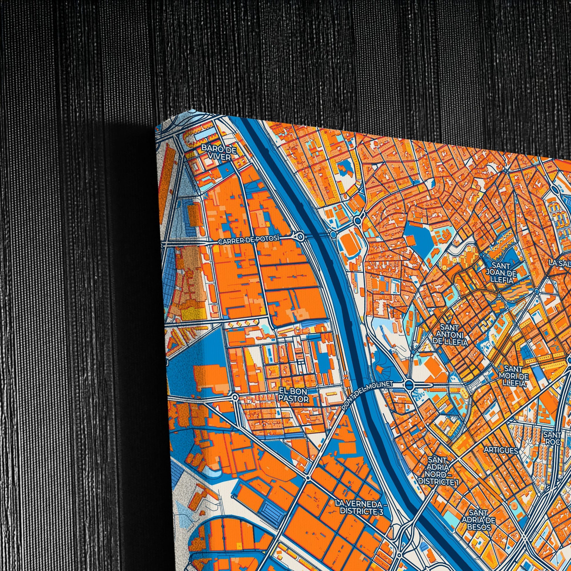 Sant Adrià De Besòs Spain Colorful City Map Canvas Print Detail
