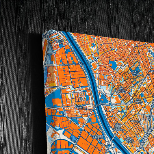 Sant Adrià De Besòs Spain Colorful City Map Canvas Print Detail