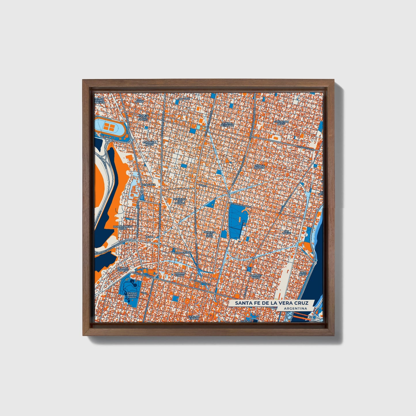 Santa Fe De La Vera Cruz Argentina Colorful City Map Canvas Print • Dark Wooden Framed