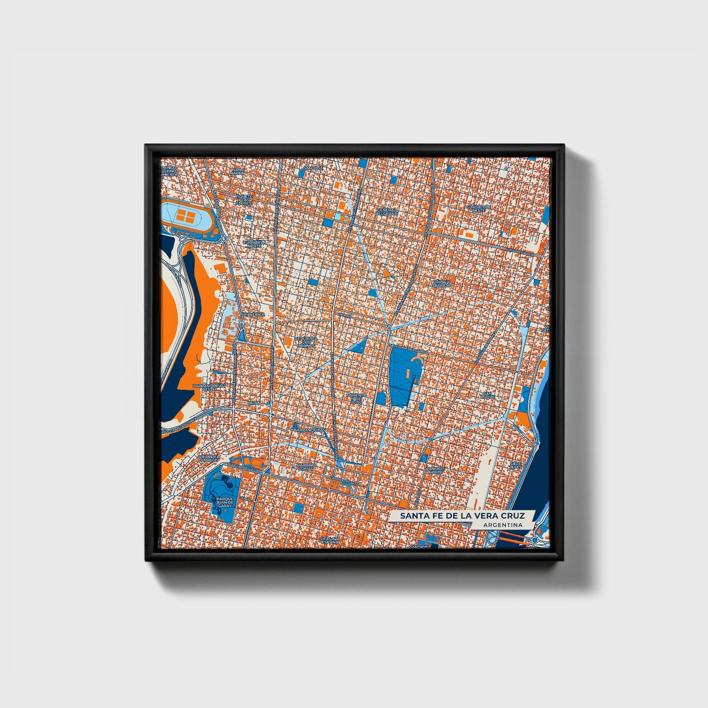 Santa Fe De La Vera Cruz Argentina Colorful City Map Canvas Print • Black Framed