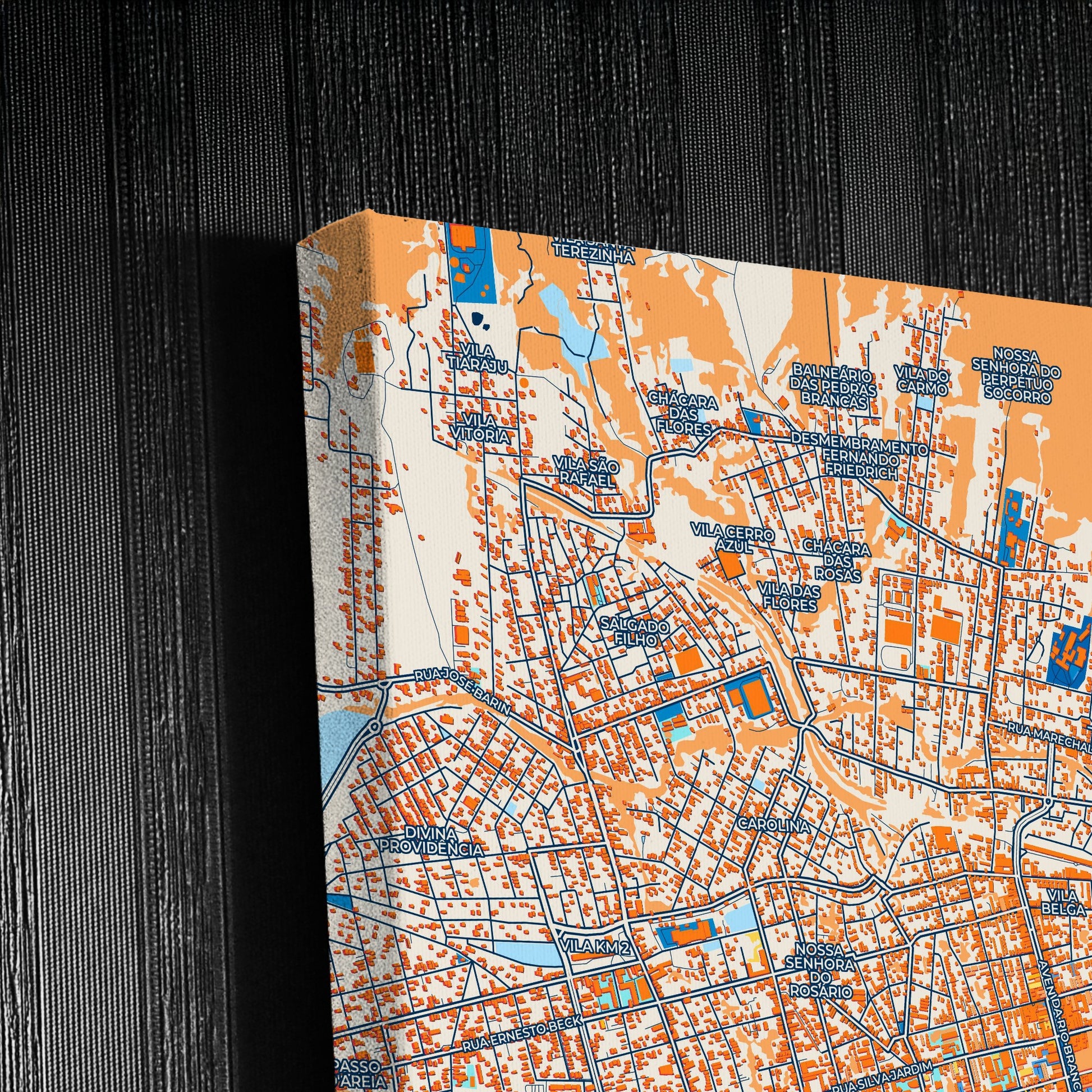 Santa Maria Brazil Colorful City Map Canvas Print Detail