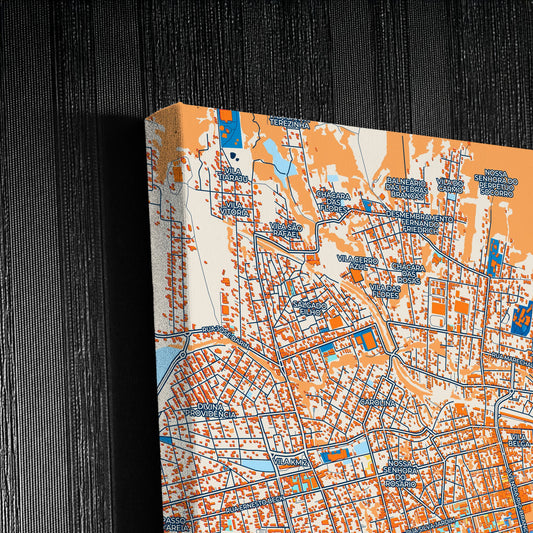 Santa Maria Brazil Colorful City Map Canvas Print Detail