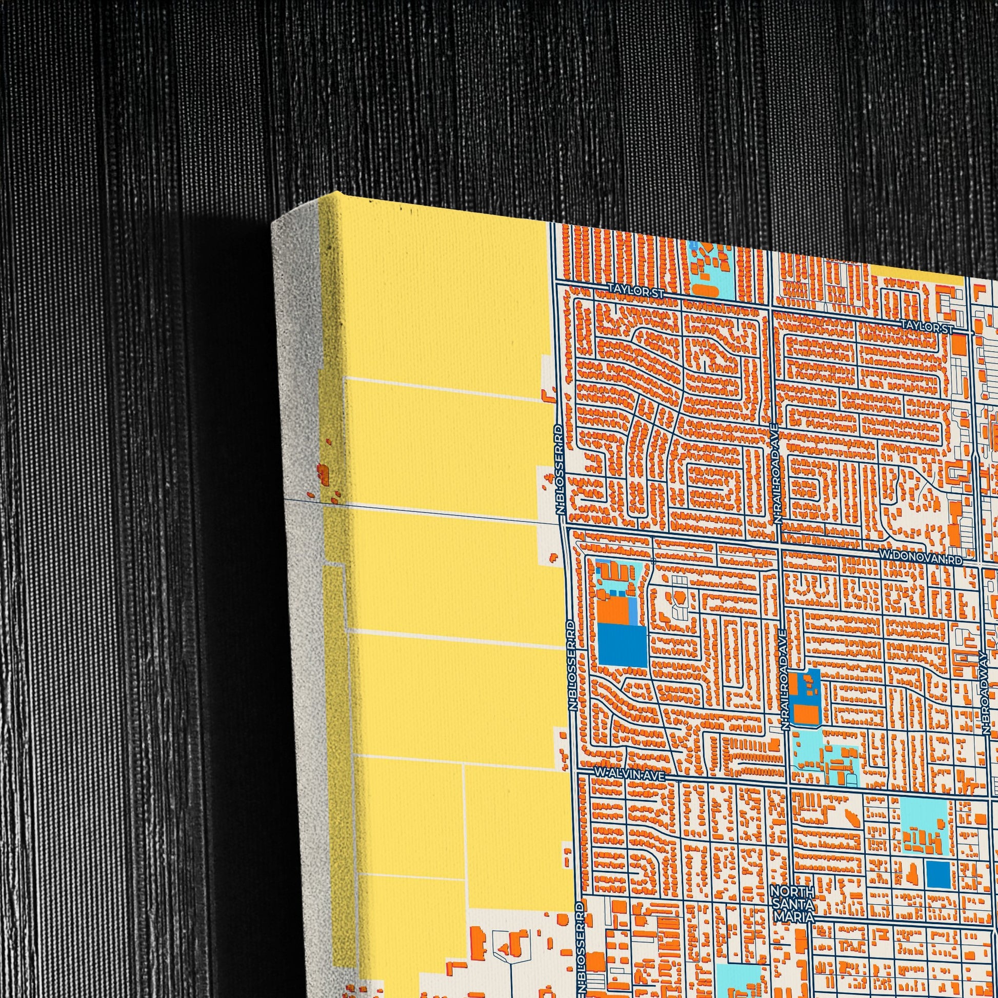 Santa Maria California Colorful City Map Canvas Print Detail