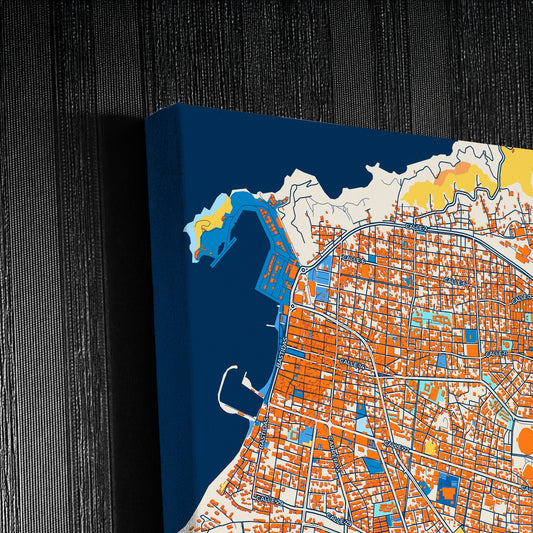 Santa Marta Colombia Colorful City Map Canvas Print Detail