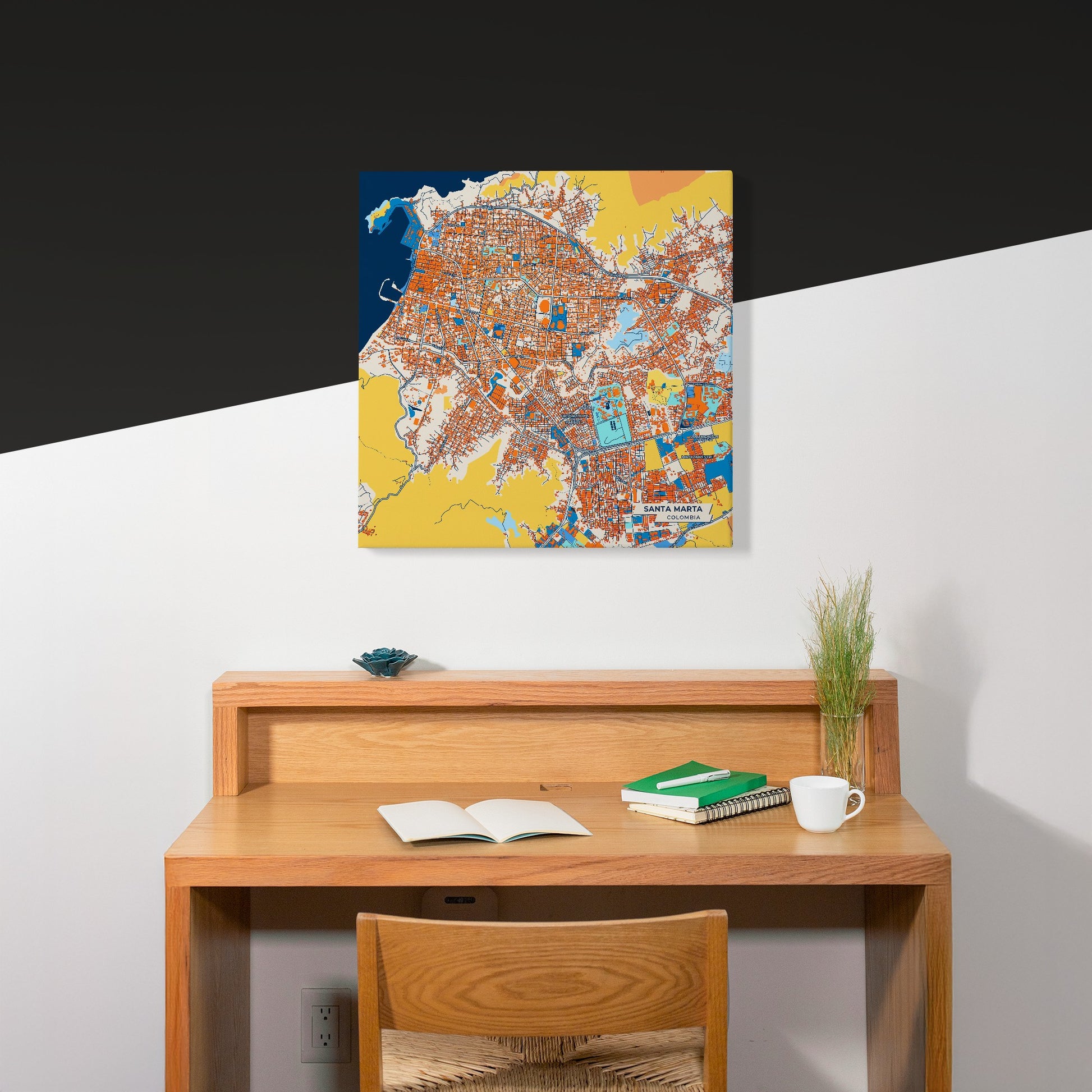 Santa Marta Colombia Colorful City Map Canvas Print Scene