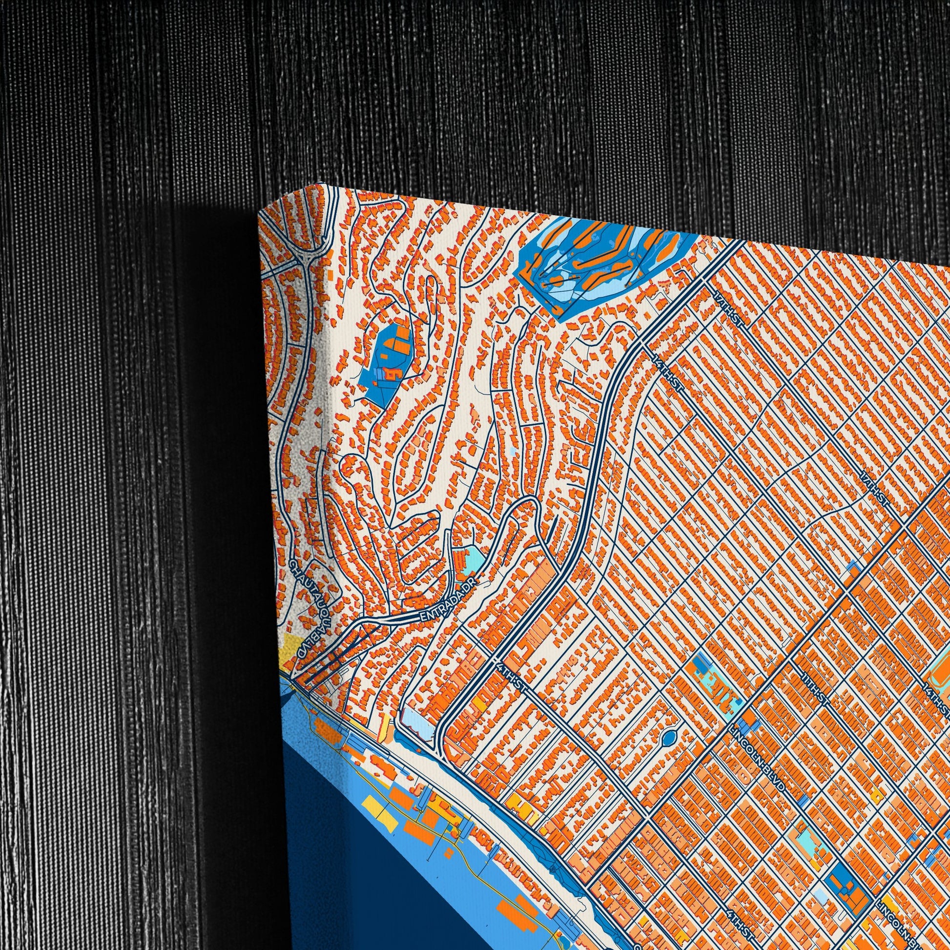 Santa Monica California Colorful City Map Canvas Print Detail