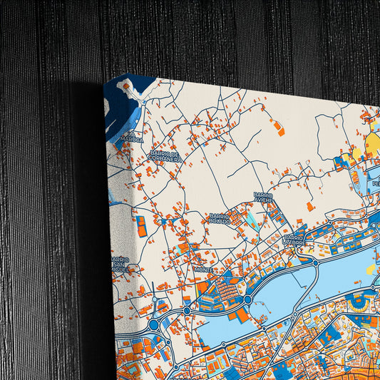 Santander Spain Colorful City Map Canvas Print Detail