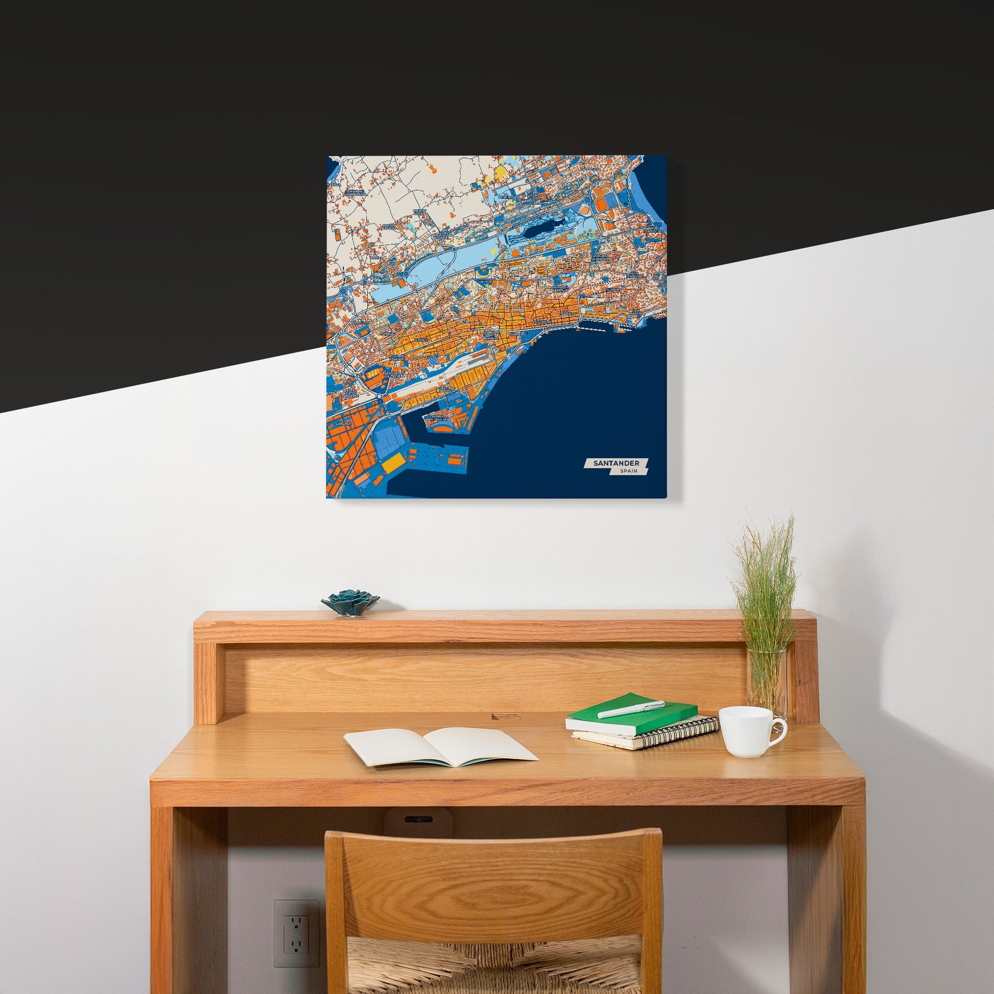 Santander Spain Colorful City Map Canvas Print Scene