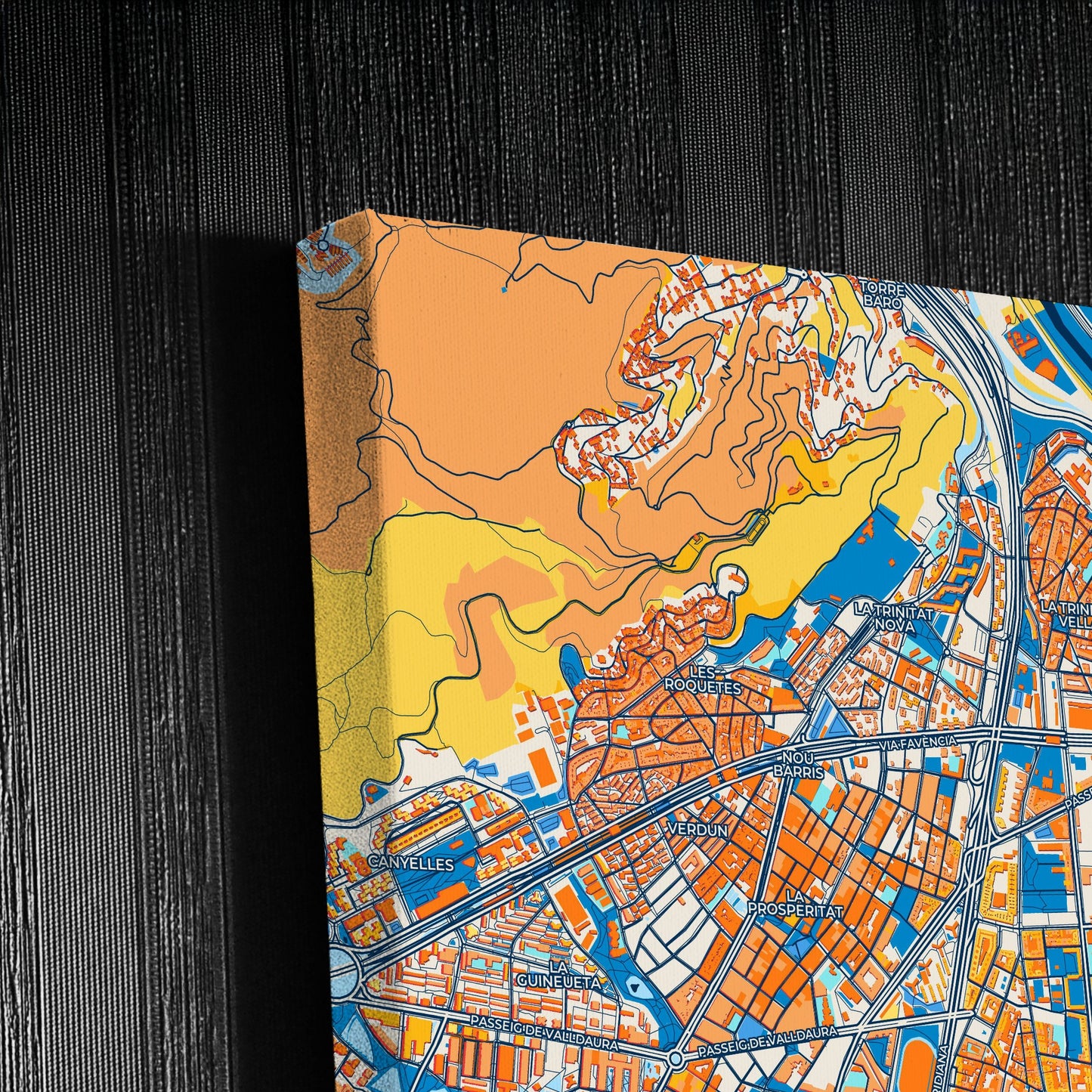 Sant Andreu De Palomar Spain Colorful City Map Canvas Print Detail