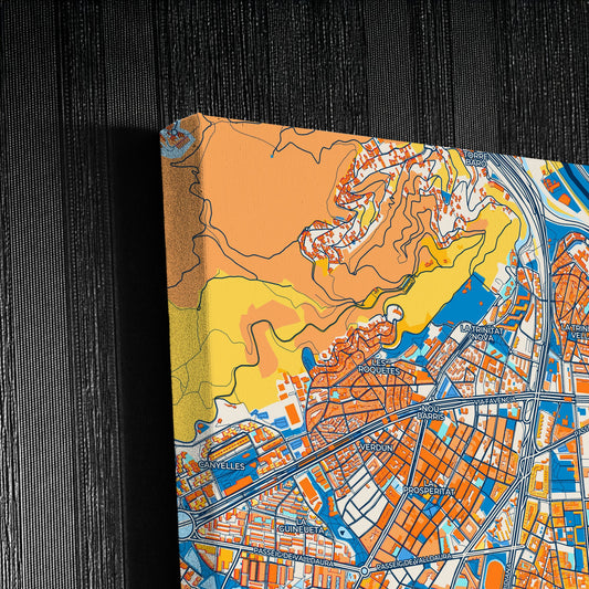 Sant Andreu De Palomar Spain Colorful City Map Canvas Print Detail