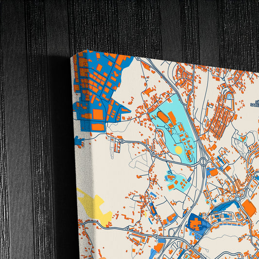 Santarém Portugal Colorful City Map Canvas Print Detail