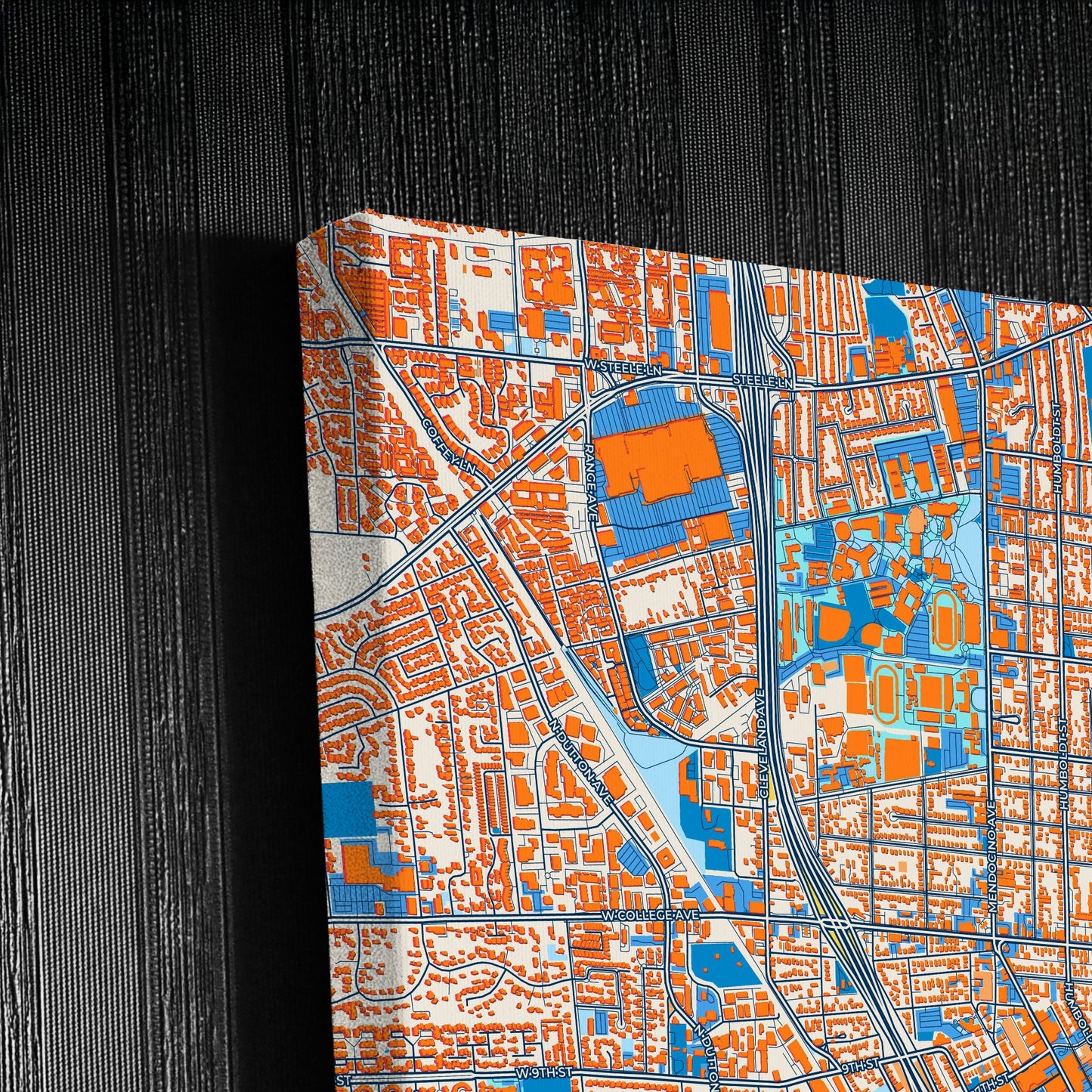 Santa Rosa California Colorful City Map Canvas Print Detail