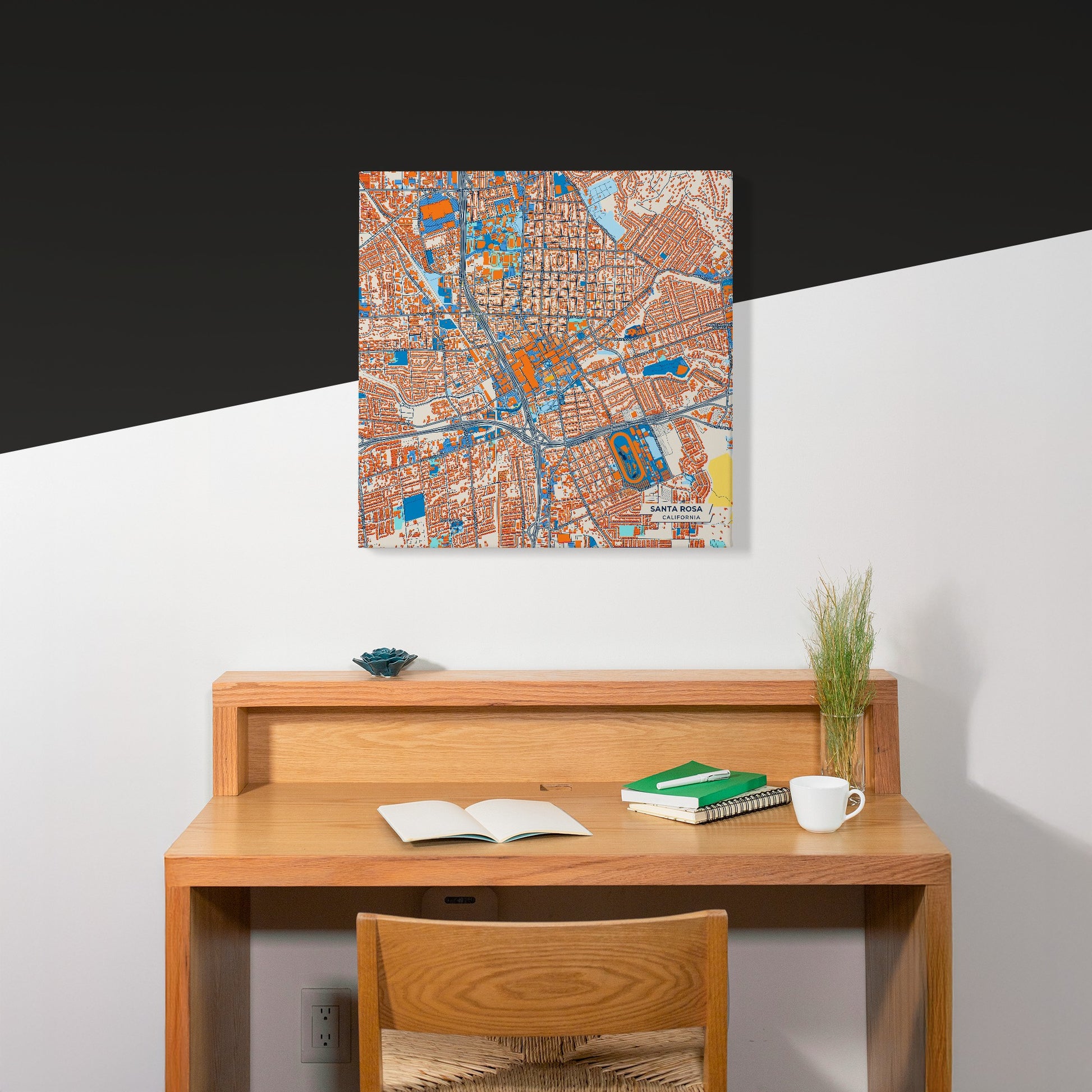 Santa Rosa California Colorful City Map Canvas Print Scene
