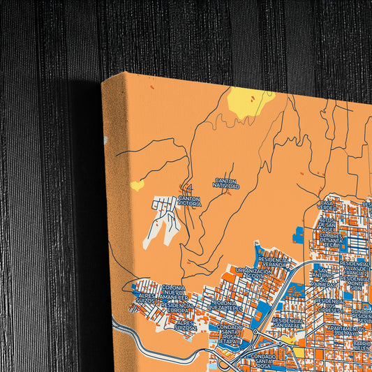 Santa Tecla El Salvador Colorful City Map Canvas Print Detail