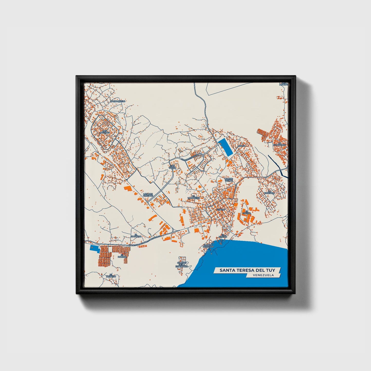 Santa Teresa Del Tuy Venezuela Colorful City Map Canvas Print • Black Framed
