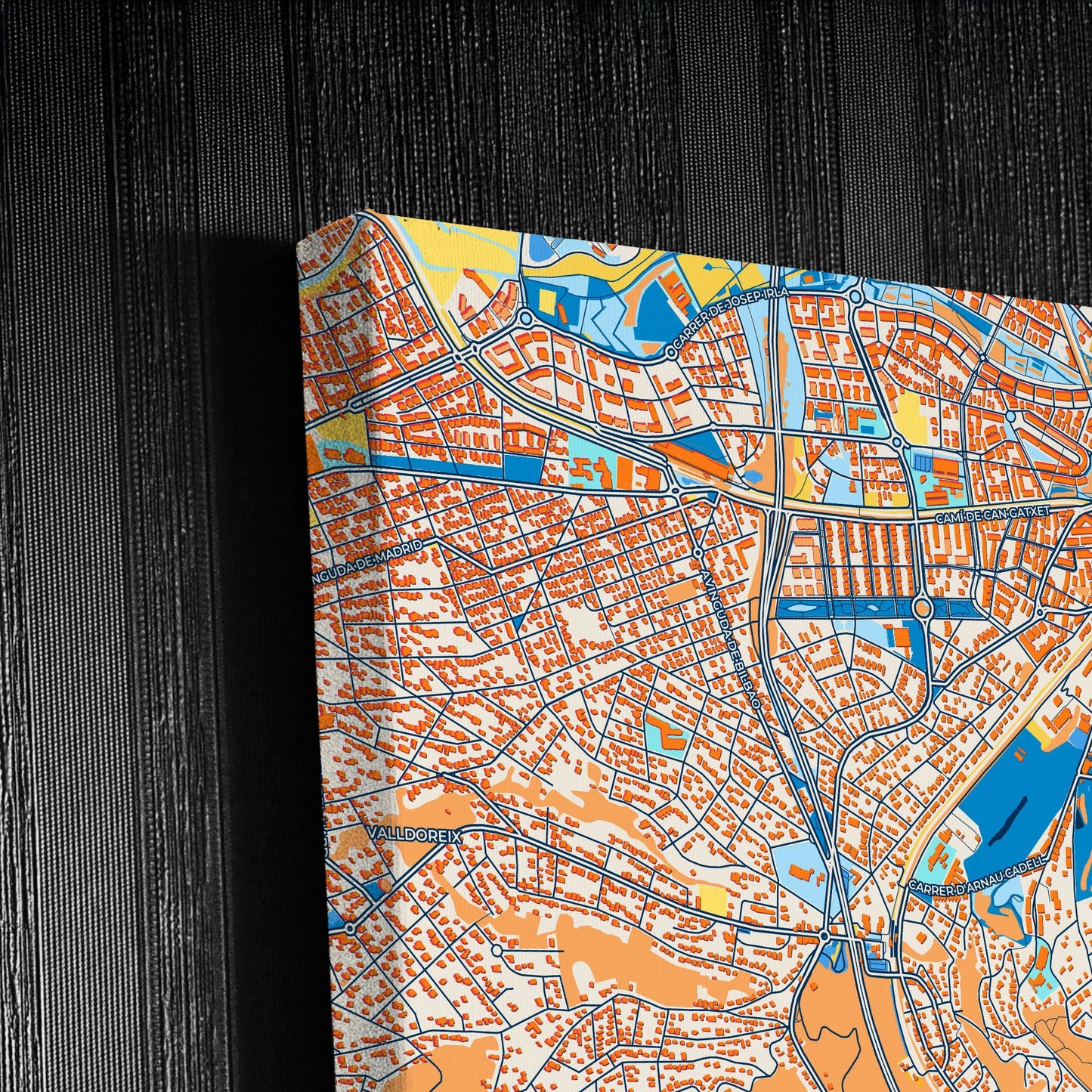 Sant Cugat Del Vallès Spain Colorful City Map Canvas Print Detail