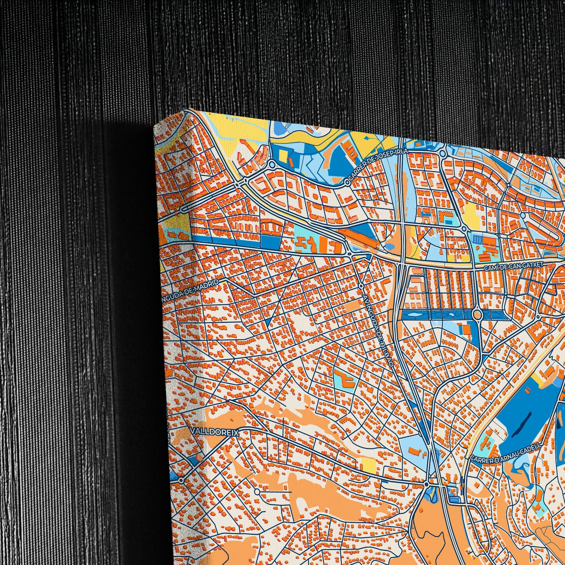Sant Cugat Del Vallès Spain Colorful City Map Canvas Print Detail