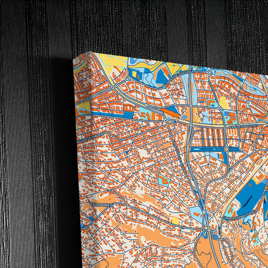 Sant Cugat Del Vallès Spain Colorful City Map Canvas Print Detail
