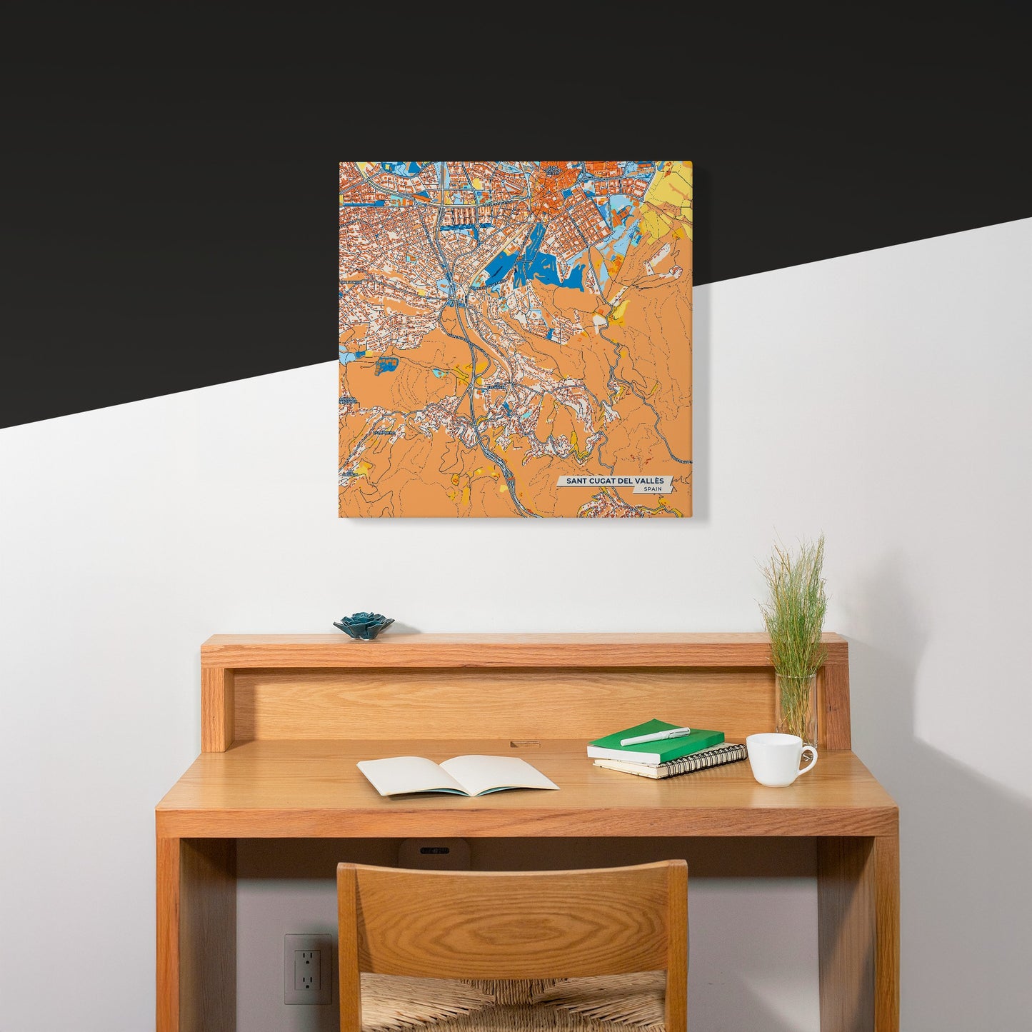 Sant Cugat Del Vallès Spain Colorful City Map Canvas Print Scene