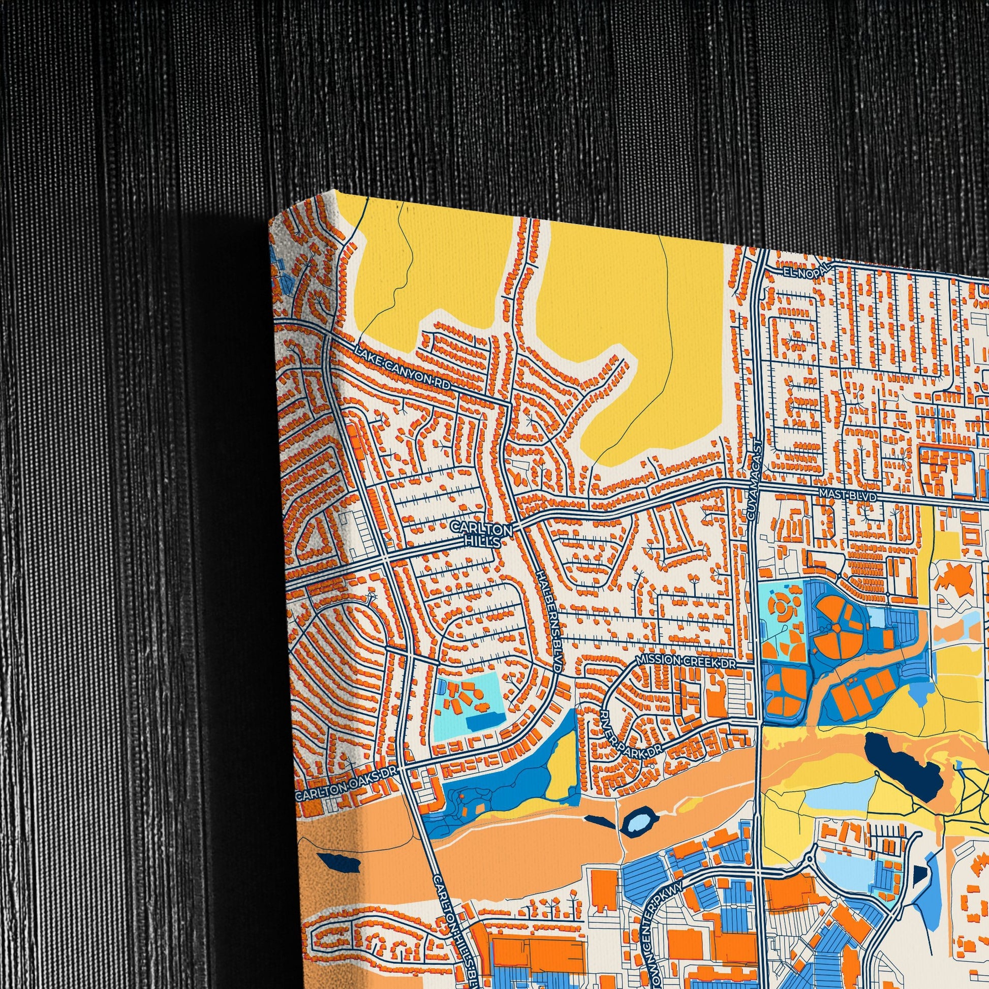 Santee California Colorful City Map Canvas Print Detail