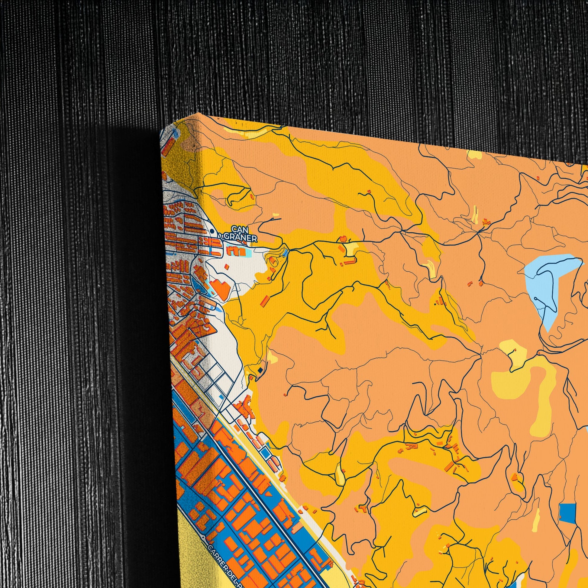 Sant Feliu De Llobregat Spain Colorful City Map Canvas Print Detail