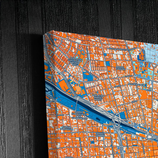 Santiago Chile Colorful City Map Canvas Print Detail