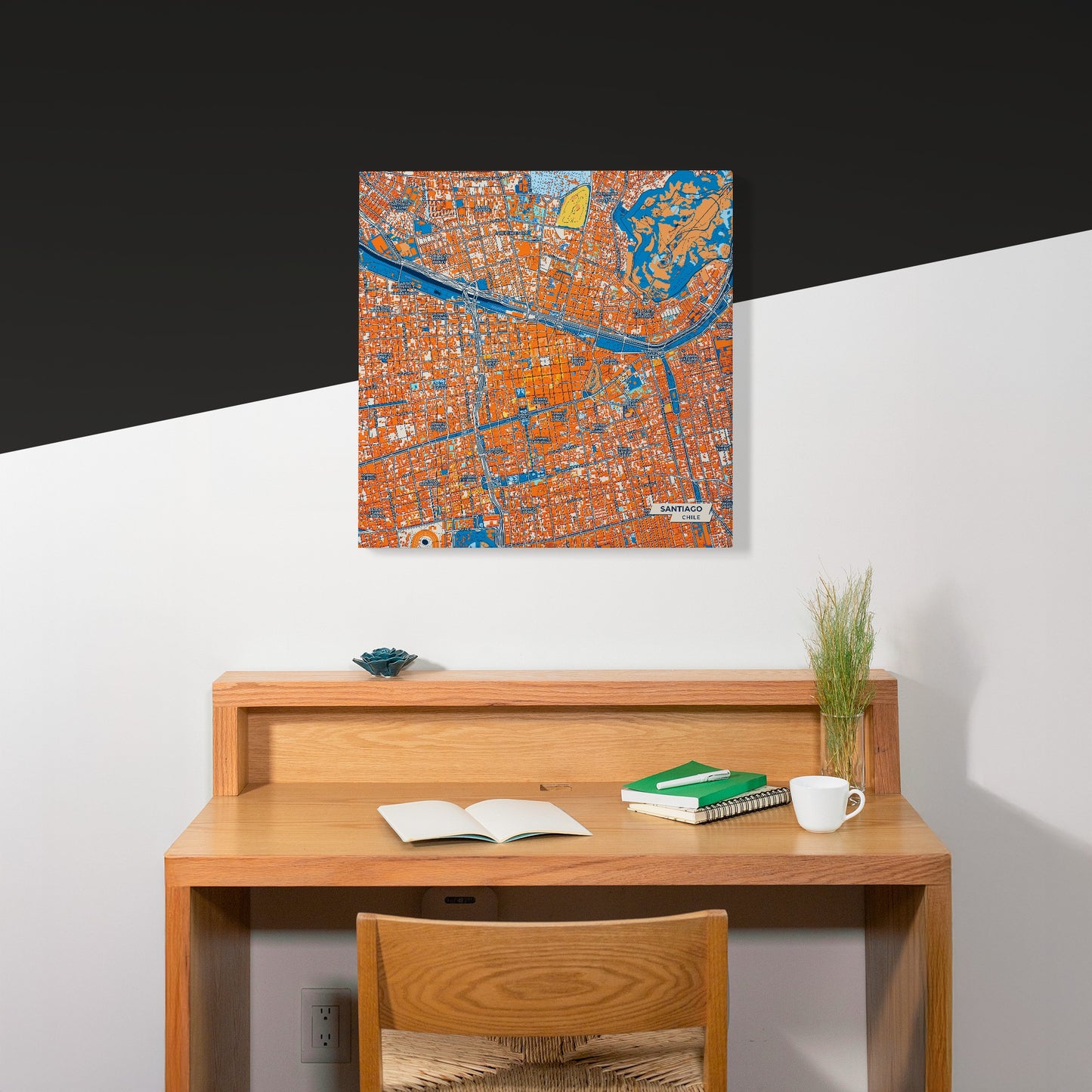 Santiago Chile Colorful City Map Canvas Print Scene