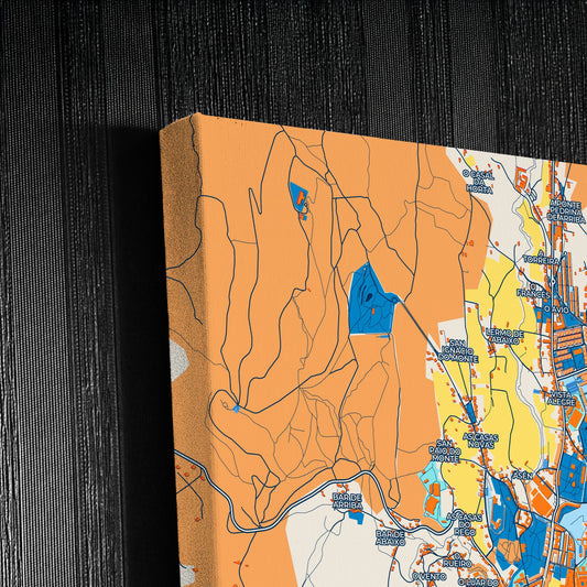 Santiago De Compostela Spain Colorful City Map Canvas Print Detail