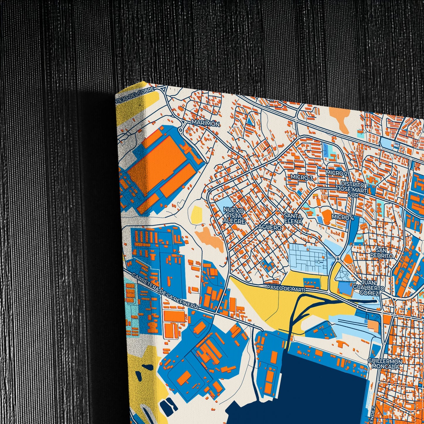 Santiago De Cuba Cuba Colorful City Map Canvas Print Detail